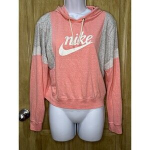Nike Women's Sportswear Varsity Hoodie Pink-White-Grey Medium